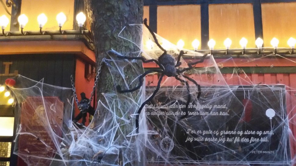 Some of the decoration you will find in Tivoli. A kat being feed to a spider
