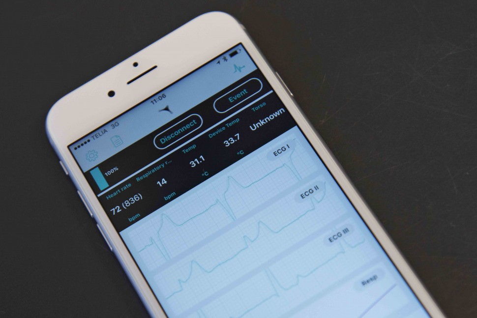 Cortrium의 ECG 모니터링 스마트폰용 앱(출처: Cortrium 제공)
