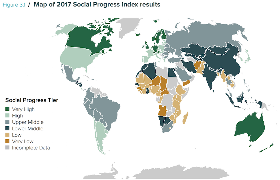 세계 지도로 본 2017년 사회발전지수