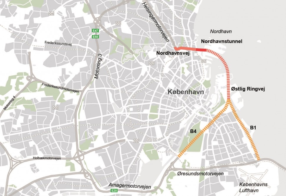 인공섬 뤼네테홀멘(Lynetteholmen)과 간선도로 연결 계획(덴마크 교통건설주택부 제공)